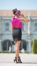 Jackie Fuschia Satin Crop Top - Image 3