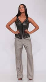 Noir Silk Sequin Vest Top - Image 2