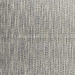 Flat view of off-white and midnight blue woven fabric, showing closely spaced vertical raised yarns alternating with narrow dark broken stripes and small open sections.
